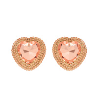 HEART SHAPED CRYSTAL RHINESTONE HALO STUD EARRINGS