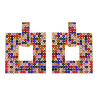 CRYSTAL RHINESTONE SQUARE DROP EARRINGS
