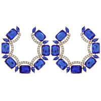 FASHION PARTY GEMSTONE AND RHINESTONE PAVE HALF HOOP EARRING