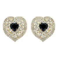 HEART RHINESTONE STUD EARRINGS WITH HEART SHAPED CENTER GEMSTONE