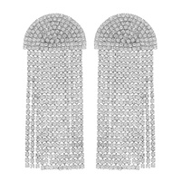 CRYSTAL ARCH TASSEL LONG DROP EARRINGS
