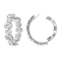 60MM CRYSTAL RHINESTONE LARGE  HOOP EARRINGS