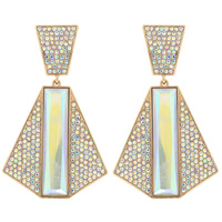 ART DECO VINTAGE GLAM CRYSTAL  2-TIER  PYRAMID DROP EARRINGS