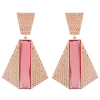 ART DECO VINTAGE GLAM CRYSTAL  2-TIER  PYRAMID DROP EARRINGS