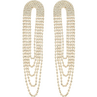CRYSTAL RHINESTONE CHAIN LOOP LONG DROP EARRINGS