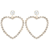 CRYSTAL RHINESTONE HEART DROP EARRINGS