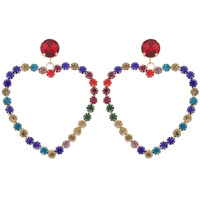 CRYSTAL RHINESTONE HEART DROP EARRINGS