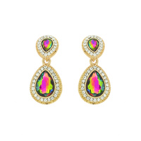 Dangly Teardrop with Stone Edge Earrings