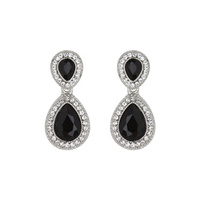 JET BLACK DANGLY TEARDROP GEM ER