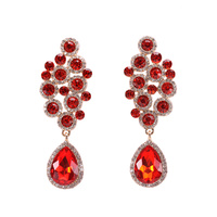 SMALL RHINESTONE EARRING W/GEM ON BOTTOM