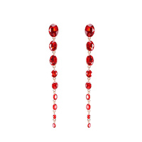 LONG CIRCLE RHINESTONE EARRING W/GEMS