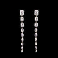 LONG SQUARE RHINESTONE EARRING W/GEMS