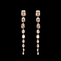 LONG SQUARE RHINESTONE EARRING W/GEMS