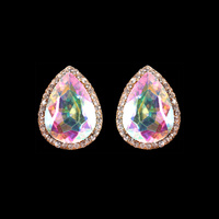 TEAR RHINESTONE EARRING W/GEM AROUND