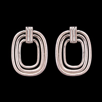 LAYERED SQUARE METAL POST EARRING