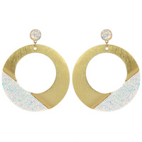 RND METAL POST EARRING W.GLITTER