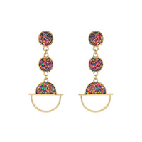 RND 3 TIER DROP GLITTER EARRING