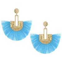 FASHION POST EARRING W/ FABRIC TASSELS