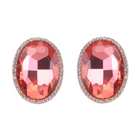 LRG OVAL CASTING STONE TRIM EARRING