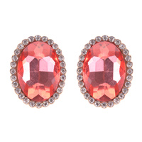 LRG OVAL RHINESTONE TRIM EARRING