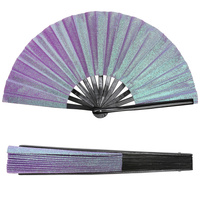GLITTER FABRIC FOLDING HAND FAN