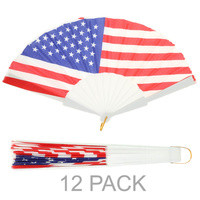 12 PACK AMERICAN FLAG THEME FOLDING HAND FAN