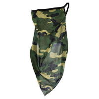 GREEN CAMOUFLAGE FACE TUBE SCARF MASK W/EAR LOOPS