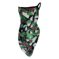 GEOMETRIC CAMOUFLAGE FACE TUBE SCARF MASK W/EAR LOOPS