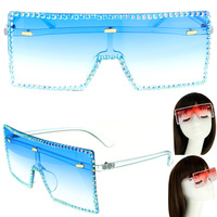 SPARKING RHINESTONE RECTANGLE SUNGLASSES