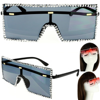 SPARKING RHINESTONE RECTANGLE SUNGLASSES