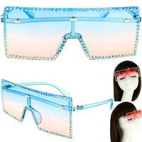 SPARKING RHINESTONE RECTANGLE SUNGLASSES
