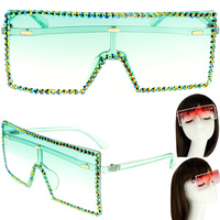 SPARKING RHINESTONE RECTANGLE SUNGLASSES