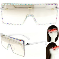 SPARKING RHINESTONE RECTANGLE SUNGLASSES