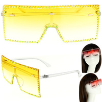 SPARKING RHINESTONE RECTANGLE SUNGLASSES