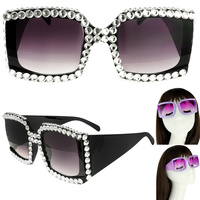 SPARKLING RHINESTONE SQUARE SUNGLASSES