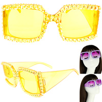 SPARKLING RHINESTONE SQUARE SUNGLASSES