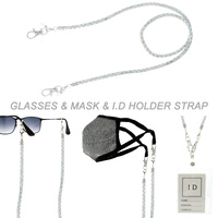 RHINESTONE GLASSES, MASK, ID HOLDER STRAP
