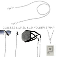 RHINESTONE GLASSES, MASK, ID HOLDER STRAP