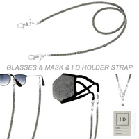 RHINESTONE GLASSES, MASK, ID HOLDER STRAP
