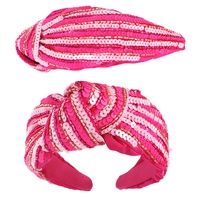 VALENTINE SEQUIN STRIPED TOP KNOTTED EMBELLISHED HEADBAND