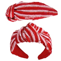 VALENTINE SEQUIN STRIPED TOP KNOTTED EMBELLISHED HEADBAND