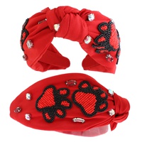 GAME DAY BEADED PAW PATTERN KNOTTED HEADBAND