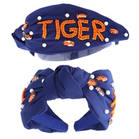 GAME DAY BEADED TIGER KNOTTED HEADBAND