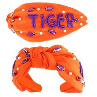 GAME DAY BEADED TIGER KNOTTED HEADBAND