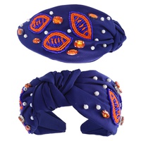 GAME DAY BEADED FOOTBALL PATTERN KNOTTED HEADBAND