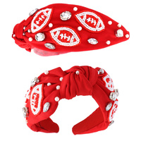 GAME DAY BEADED FOOTBALL PATTERN KNOTTED HEADBAND