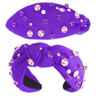 JEWELED GAME DAY BASEBALL KNOTTED HEADBAND