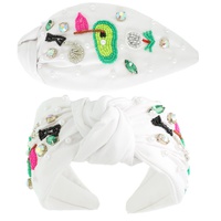 GOLF JEWELED BEADED TOP KNOTTED HEADBAND