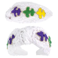 MARDI GRAS FLEUR DE LIS SEQUIN KNOTTED HEADBAND