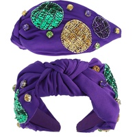 MARDI GRAS TRICOLOR SEQUIN TOP KNOTTED HEADBAND